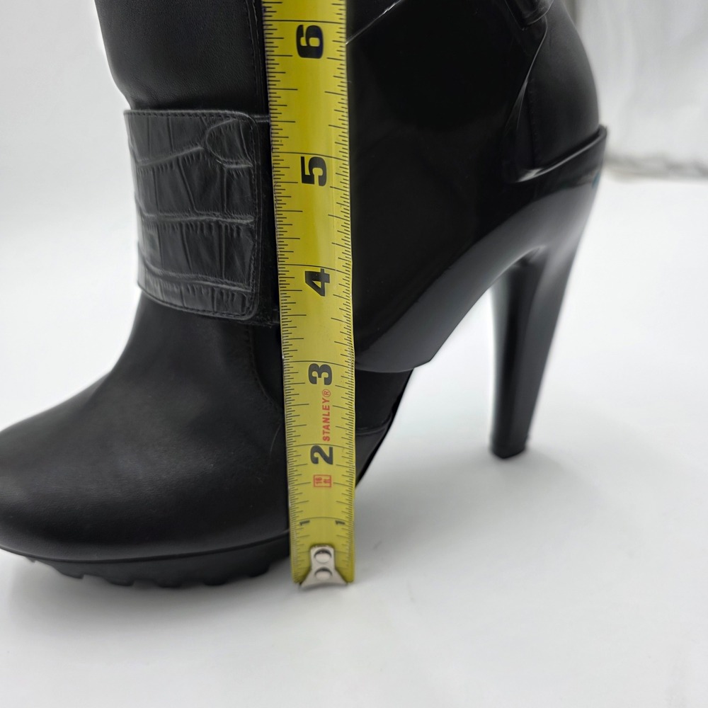 United Nude Black Leather Croc Embossed Heel Ankle Boots Size 37, 6.5 US - Picture 6 of 16